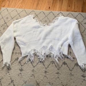 SHEIN white v neck sweater